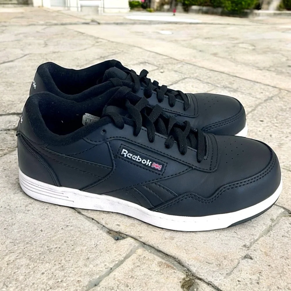 Reebok Women’s Size 8 / Men’s Size‎ 6 Black Leather Work Shoes Comp Toe Sneakers